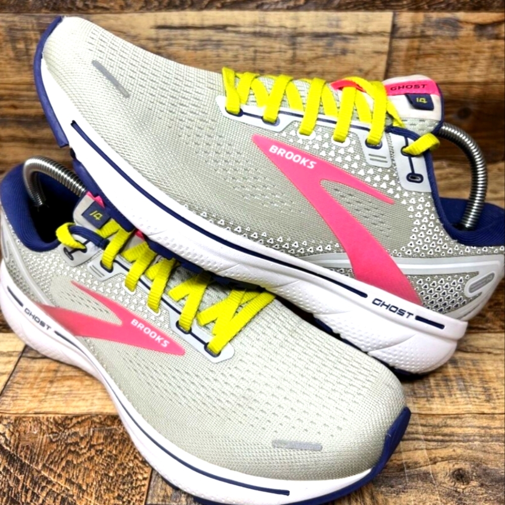 Brooks Athletic Shoes in Gray, Pink, and Yellow